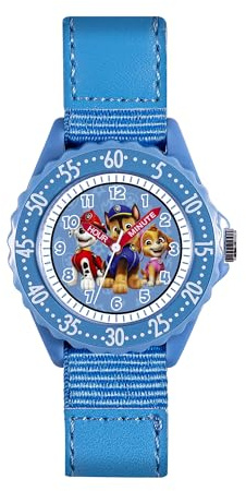 Paw Patrol Montre à Quartz avec Cadran pour Apprendre à Lire l'heure avec Sangle Velcro pour Enfants
