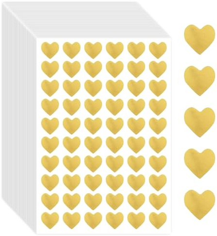 Herz Sticker Gold 1800 Stück Glitzer Sticker Herzen Aufkleber Herz Stickers Herzsticker Herzaufkleber für Scrapbooking Hochzeit