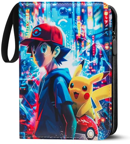 LYAILOOGXL Pokémon Sammelalbum 400 Karten - PVC-frei | 50 Doppelseitige Hüllen (4 Fächer/Seite) - Wasserdichtes PU-Leder mit Reißverschluss – Für Sammler & Kinder ab 6 Jahren