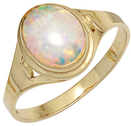 Ring Damenring mit Opal oval 333 Gold Gelbgold Opalring Goldring Fingerring, Ringgröße:Innenumfang 60mm ~ Ø19.1mm