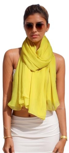 Prettystern XXL Seidenschal Seide Tuch Stola Uni-farbe Sarong Pareo für Abendkleid und Holiday