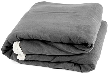 vendome Sherpa Tagesdecke, Lammfell Optik Kuscheldecke XXL aus weichem Mikrofaser-Flausch Plüsch, Öko-Tex geprüft, 200 x 150cm, Farbe Dunkel-Grau/Beige