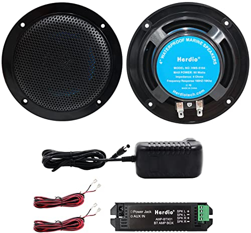 Herdio 4 Zoll Deckenlautsprecher, wasserdichte Einbaulautsprecher, Bündige Montage Sound,kompatibel mit Bluetooth