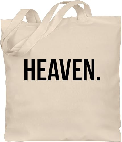 TypoT Fairtrade Bio Baumwolltasche lange Henkel - Statement Glaube Religion - Heaven Himmel schwarz - Unisize - Naturweiß