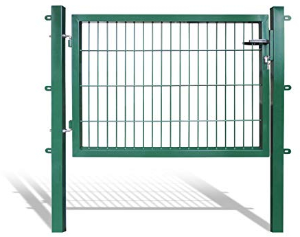 Koll Living - Cancello da giardino per recinzioni con asta di 120 cm di larghezza – Colore e altezza a scelta – con pali e materiale di fissaggio inclusi, altezza 80 x larghezza 120 cm, verde