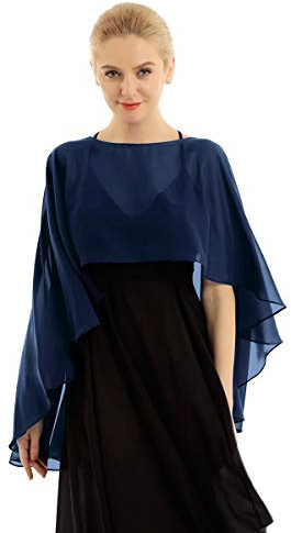 JEATHA Damen Chiffon Bolero Poncho Elegant Kurze Schulterjacke Festliche Leichte Fließende Bolerojacke Cover Up zum Hochzeitkleid Brautkleid Abendkleid