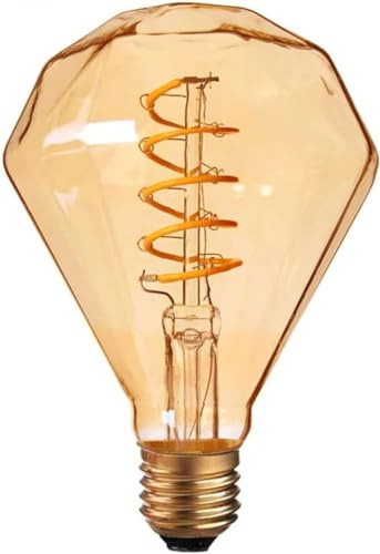 LED Decorative E27 Edison Light Bulb, G95 Diamond Shape 4W (Equivalent 40W) Non-Dimmable Warm White 2700K 450 Lumens Amber Glass LED Spiral Filament Vintage Energy Saving Bulb for Indoor Lighting