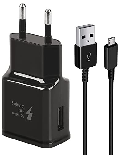 KAIMENGLONG USB Ladegerät, Adaptives Schnellladegerät Netzteil mit Micro USB Schnellladekabel 1.5M für Samsung Galaxy S7/S6/S2 S3/S4/S5 Edge/J3/J7/ Note 5, LG Stylo 2 3 Plus, Moto G5/E6/E5/E4