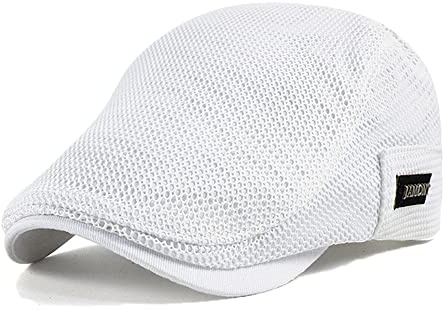 YAMEE Casquette plate d'été respirante pour homme - Béret de lierre - Réglable, 15633-Blanc, Taille unique