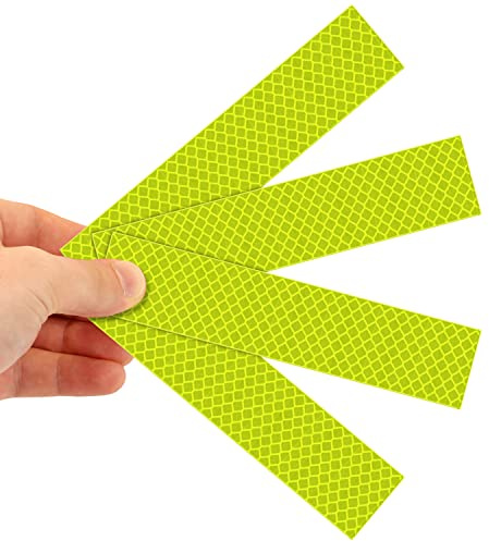 SmartSign 1.2 x 6 inch Yellow Green Reflective Strips - Pack of 4, Premium 3M Diamond Grade Reflective Stickers for Night Safety/Backpacks/Bicycles/Vehicles, Hi-Tack Adhesive, Made in USA