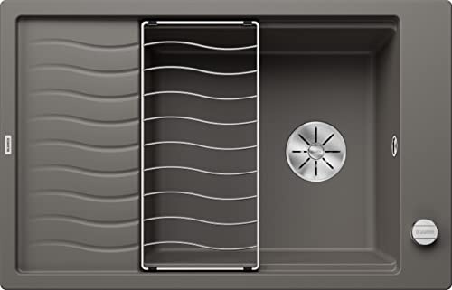 BLANCO ELON XL 6 S Fregadero de granito de SILGRANIT gris volcánico | [78 x 50 x 20,2 cm] | para armarios inferiores de 60 cm de ancho | fácil de limpiar | lavabo grande | reversible