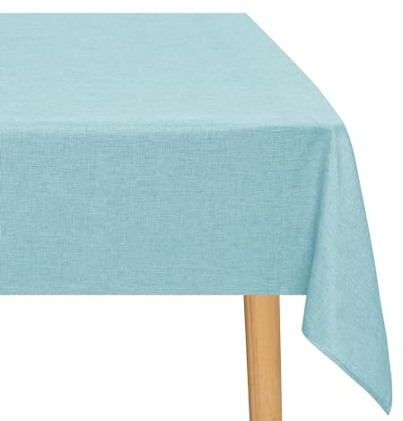 JIUZHEN Blau Tischdecke Abwaschbar Tischdecken Leinenoptik für Esszimmer, Garten, Outdoor,Hochzeiten Wasserabweisend Tischtuch Eckig 135X160 cm