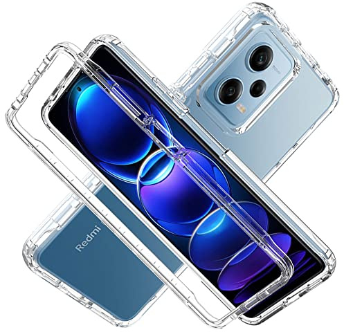 LXHGrowH Funda para Xiaomi Redmi Note 12 Pro Plus 5G / Note 12 Pro+ 5G, Fundas Antigolpes [360°] Full Body Protección y Anti-arañazos Protector de Pantalla Incorporado, Cover Doble [Transparente]
