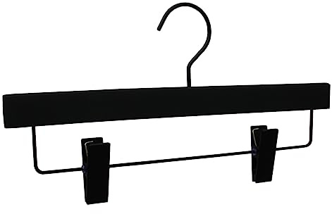 GERSO Premium Hosenbügel Holz Schwarz 25er Pack – Antirutsch-Beschichtung & verstellbare Clips – stabile Kleiderbügel für Hosen, Röcke & Jeans – platzsparend & elegant, 36 cm