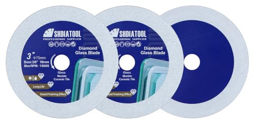 SHDIATOOL Diamant-Glas-Trennscheibe 75mm Sägeblatt für Fliesen | Diamantscheibe Ultra Dünn für Fliesen Keramik Porzellan Marmor 75 mm 3 Stücke