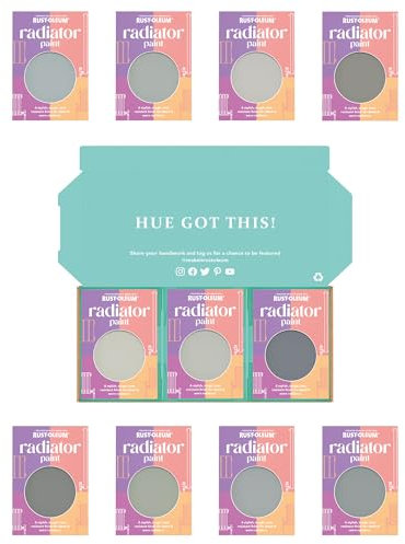 Rust-Oleum Radiator Paint in Matt Finish – Dusky Greys Tester Box