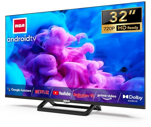 RCA Smart TV 32 Pouces (80 cm) sans Bord Android WiFi Bluetooth Connectée Téléviseurs avec Netflix, Prime Video, Disney+, Triple Tuner, Chromecast (iRS32H5C, 2023)