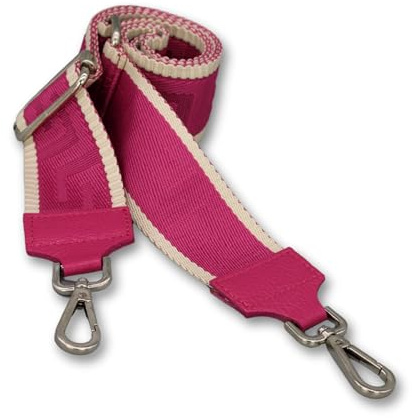 Brise Art Taschengurt, 5 cm Breit, Verstellbarer Schultergurt 80-130 cm | Taschenriemen aus Polyesterstoff & Leder, 360° drehbare Metallkarabiner in Silber