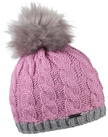 SABBOT Schick Damen Mütze mit Pelzbommel, Fleece-Futter, Wintermütze, Luxusstrickmuster, Warme Kappe
