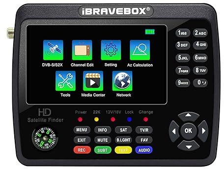 Irfora V10 Finder Max HD Satelliten-TV-Signalfinder DVB-S/S2/S2X Digitales Handsignalmessgerät Satellitenfinder H.265 4,3-Zoll-LCD zum Einstellen der Sat-Schüssel