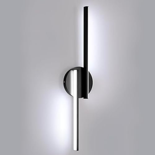 Osairous Lampada da Parete LED Interno, 22W 2475LM Applique da Parete Alluminio Camera da Letto, 55CM Nero Lampada a Muro Moderno Bianco Freddo 6500K per Bagno Lampada Soggiorno Scale Corridoio