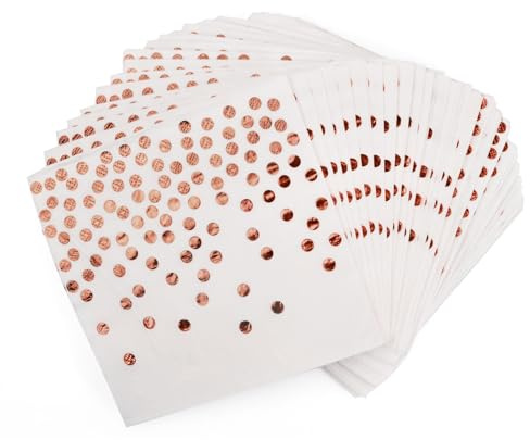 Rapidbok 60 Stück Servietten Rosegold, Papierservietten, Geburtstagsservietten, Cocktailservietten 33x33cm, Geburtstagsdeko Servietten für Geburtstag, Hochzeit, Party, Dekoration