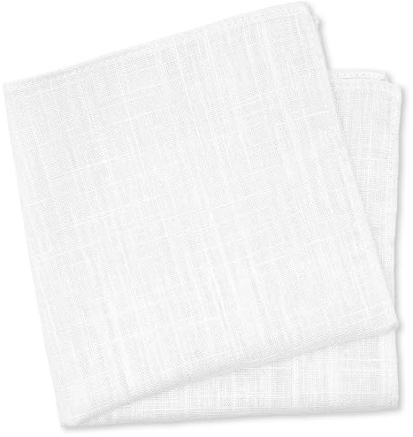 BELLUNO White Pocket Square for Men, Cotton and Linen Blend