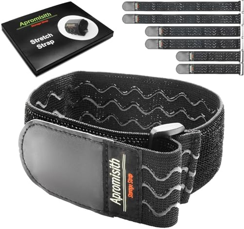Elastic Hook and Loop Fastening Cable Strap, 12 18 24 (6 Pack) Silicone Anti-Slip Cinch Straps for Extension Cord, Cable, Cord Wrap and Hose Organization and Storage