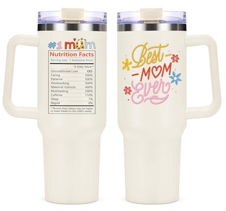 Livole Mum Christmas Gifts from Daughter Son, Gifts for Mom, Mummy, Women, Best Mum Ever Travel Coffee Mug, Mothers Day Presents Birthday Ideas, 20oz Double-Printed Wine Tumbler, 600ml