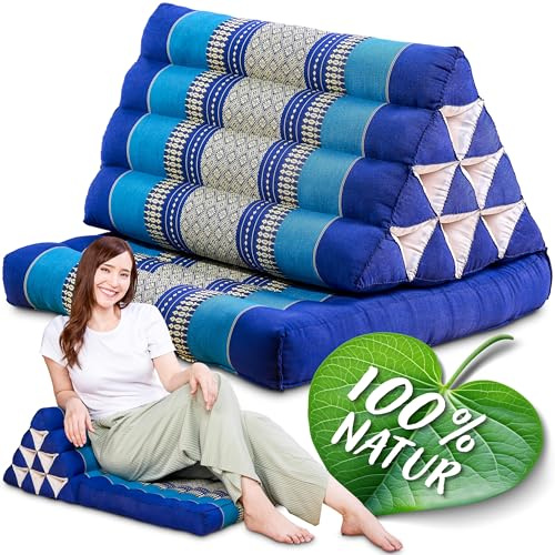 Namasdee Thaikissen 1 Auflage 75x50x8cm mit 100% natürlicher Kapokfüllung (Blau)