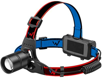 W WONDER Full Energy Stirnlampe, 500 Lumen, IP44, 5 Beleuchtungsmodi, Neigung einstellbar bis 45°, wiederaufladbar, perfekt für alle Aktivitäten in der Nacht.