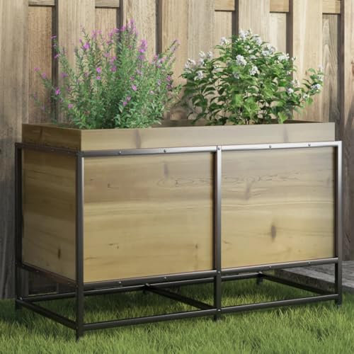 Homgoday Jardinière 80x40x50 cm Bois de pin imprégné, Lit Surélevé de Jardin pour Cultiver Fleurs Plantes, Bac de Plantation pour Terrasse Balcon Extérieur
