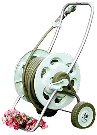 FLNOZAMZ Schlauchwagen aus Aluminiumlegierung, Gartenschlauchwagen mit Rädern, Haushaltsaufbewahrungsset 30 Meter, Gartenschlauchtrommel für den Garten im Freien