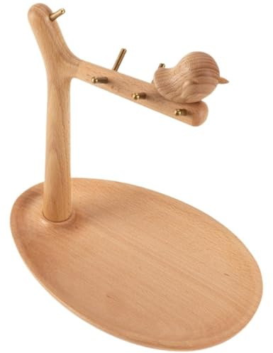 Keuyeo Holz-schlüsselhalter Für Den Eingangsbereich, Schmuck-aufbewahrungsregal Haken Und Tablett, Holz-Vogel-schmucktablett, Schlüsselständer, Hänge-Organizer Für Schlüssel