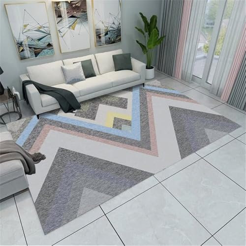 RUGMRZ Teppich Jugendzimmer Geometrisches, Modernes, Rutschfestes Wohnzimmer-Sofa, Schmutzabweisend, Dekorativ, Kurzer Flor Teppich Für Die Küche Grau Flokati Teppich Wohnzimmercouch Teppich Teppich