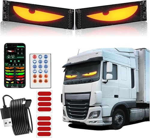 2er Led Augen(10 * 35cm), Devil Eyes Light, LED Anzeigetafel, Teufelaugen Licht Dynamische Programmierbarer Personalisiert Augen Lichtschilder, mit APP-Steuerung und Fernbedienung Bluetooth USB 5V
