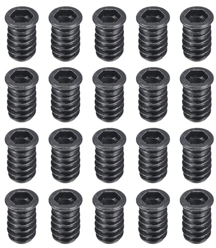 sourcing map Lot de 20 inserts filetés M10-1,5 x 25 en acier au carbone plaqué zinc pour outils et accessoires de travail du bois