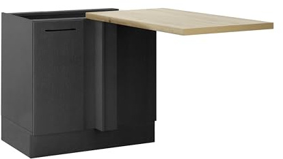 TURIN Eckschrank mit Arbeitsplatte für Küche Schrank Artisan Eiche Schwarz | 105 x 90 x 60 cm (B/H/T), Eck-Unterschrank, Unterschrank mit Tür, Metall-Bügelgriff, 1 Einlegeboden, mit viel Stauraum