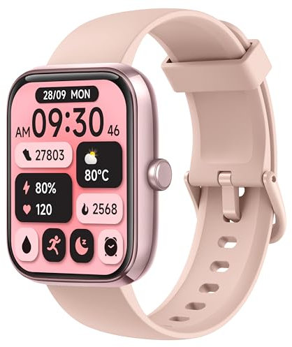 KALINCO Smart Watch Women [2 Bands, 44mm case] Alexa Fitness Tracker, Heart Rate, Sleep, Stress & SpO2 Monitor, IP68 Waterproof Smartwatch, Make/Answer Calls, Compatible with iOS & Android