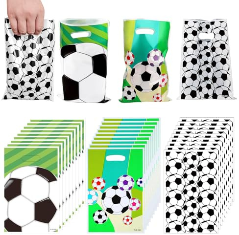 30 Stück Süßigkeitenbeutel, Geburtstag, Fußball, Geschenktüten für Kinderparty, PE-Papier, Fußball-Bonbonbeutel, für Snacks, Kekse, Süßigkeiten