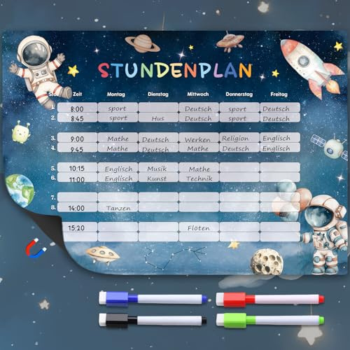 Weltraum Stundenplan Abwischbar, Stundenplan Magnetisch, Einschulung Geschenk Jungen Mädchen, Schulanfang Geschenk, Schultüte Füllung Inhalt Schultüte Junge