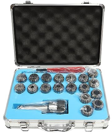Mt3-Er32 Milling Machine Collet Chuck Set,18PCS Collet Set 2-20mm Adjustable Clamping Range Spring Collets Set,Suitable for Clamping Drills, Milling Cutter, End Milling