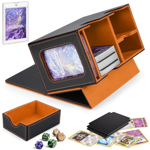 comeder Boîte de rangement pour cartes MTG Commander Deck - Peut contenir plus de 160 cartes à double manche avec plateau à dés, boîte de rangement pour cartes TCG/CCG/PTCG/EDH/Magic/Sport (noir