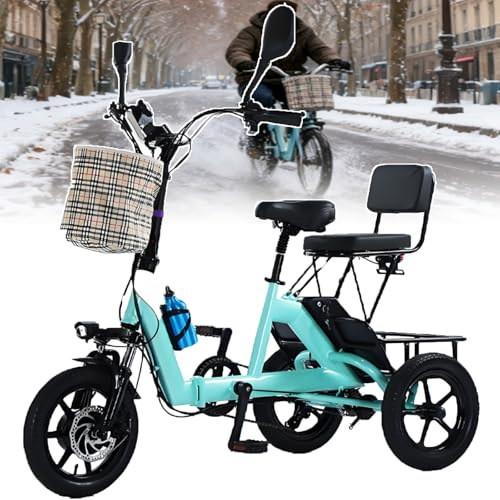 smafoseedding Nuovo Triciclo Elettrico per Adulti del 2025 - E-Bike Pieghevole A 3 Ruote con Display LCD, Carico di 180 kg E Autonomia di 45 Km, 3 modalità di Guida, Clacson, Luce A LED Blue