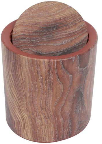 NUOBESTY Pattumiera con Coperchio a Ribalta Effetto Legno Medio Secchio per Rifiuti con Coperchio per Bagno e Ufficio Contenitore per Spazzatura Domestico con Design Fibre Legno Naturale