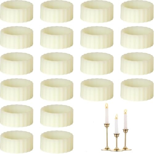 Fegtrtyoa Clips et Supports pour Bougies - Ensemble de 20 Pièces en Silicone pour Bougies Coniques - Rondelles en Caoutchouc Incluses pour Compatibilité avec Les Coupelles à Bougie.