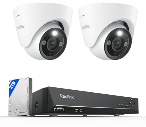 Reolink 2-Pack RLC-1224A 12MP Ultra HD PoE Security Cameras + RLN8-410 NVR with 2TB HDD – Spotlight, Color Night Vision, Person/Vehicle/Pet Detection