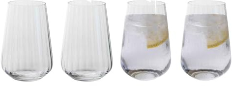 Dartington Crystal Cheers! Optic Tall Tumbler, Set of 4, 400ml Each Crystal, Dishwasher Safe for Water, Drinks, Juices, Mocktails