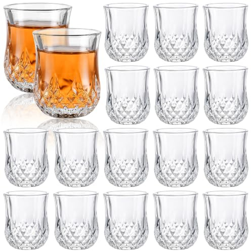 FWEEK 18er Set Schnapsgläser aus Glas, 5 cl/50 ml Shotgläser mit Diamantoptik und schwerem Boden, spülmaschinenfest, für Tequila, Grappa und Likör