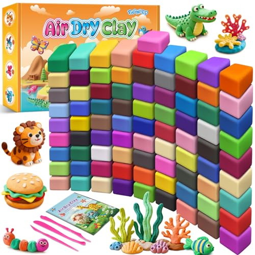 FAGNBED Argile Sèche à l'Air 82 Couleurs | pâte à modeler magique avec 3 Outils de Sculpture，Cadeau pour les enfants et les débutants